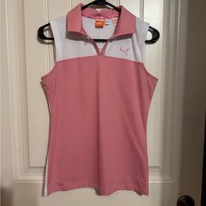 Puma White and Pink Golf Top